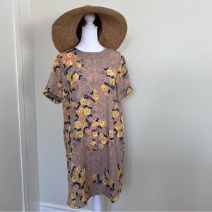 Vintage Joe Fresh Floral Dress Yellow and Brown all over flower print Women’s 8
